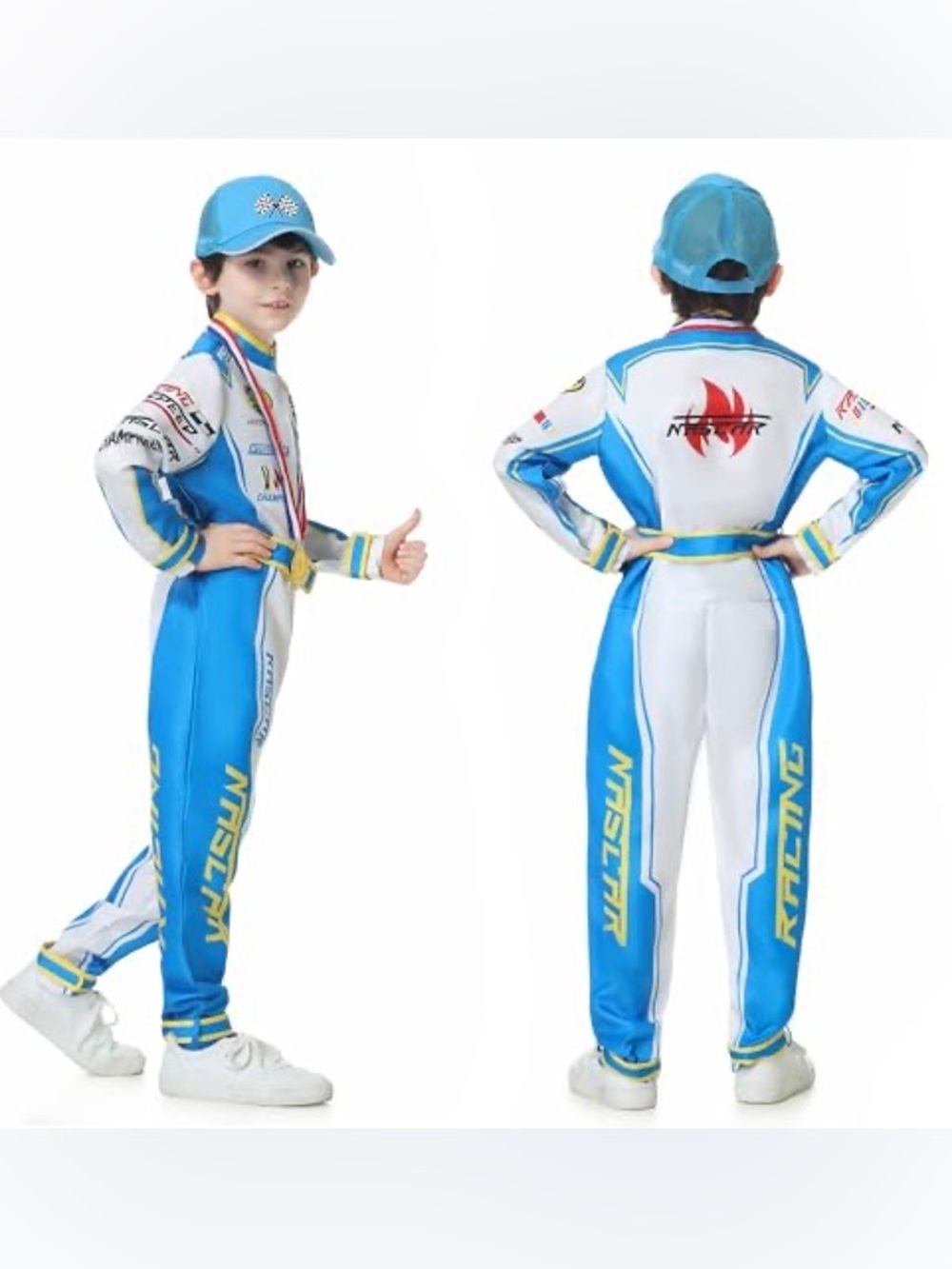 Race Car Driver Costume go kart formula 1 nascar Racer Jumpsuit  Kids Dress Up